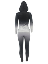 Zweiteiliger Hoodie mit Farbverlauf und figurbetonte lange Hose